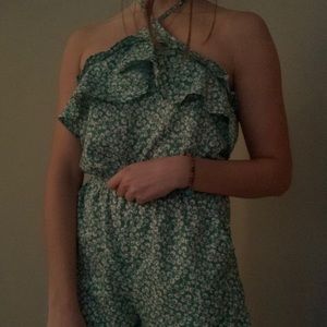 Green Floral Romper